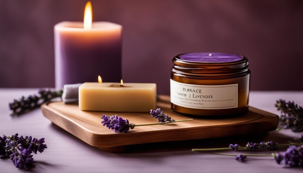 Durance fig-scented candles and lavender soaps