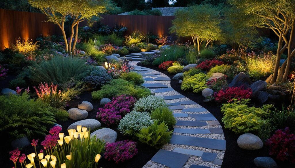 Pathway in a Moonlit Garden
